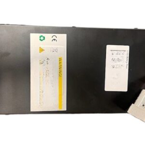 Rectangular battery with warning label
