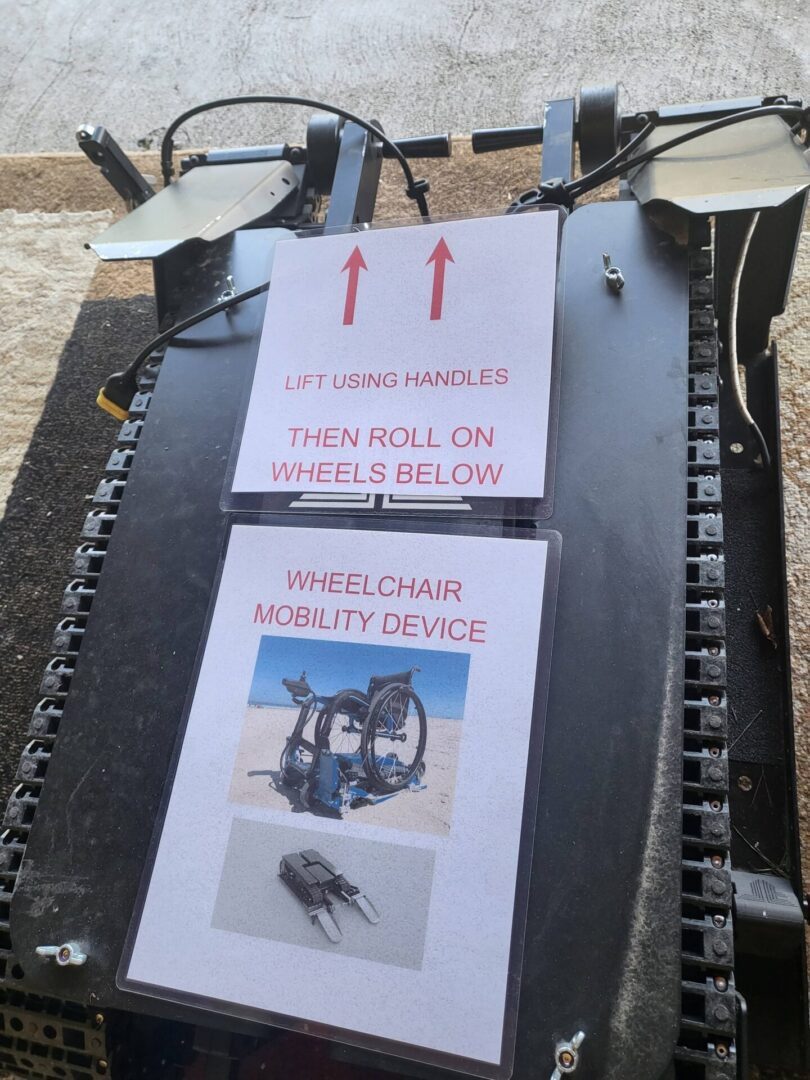 Wheelchair mobility device with instructions